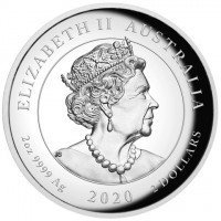 ELIZABETH II. AUSTRALIA. JC. 2oz 9999 Ag 2020 2 DOLLARS.