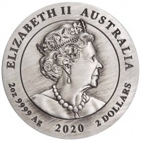 Silver coin Australia KM# 3932 ELIZABETH II. AUSTRALIA. JC. 2oz 9999 Ag 2020 2 DOLLARS.