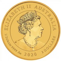 Gold coin Australia KM# 3934 ELIZABETH II. AUSTRALIA. JC. 2oz 9999 Ag 2020 2 DOLLARS.