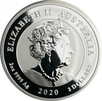 ELIZABETH II. AUSTRALIA. JC. 2oz 9999 Ag 2020 2 DOLLARS.