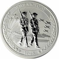 Silver coin Australia WWII VICTORY. WR P. 1945.