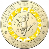 Aluminium Bronze coin Australia KM# 4147 DOROTHY THE DINOSAUR. TWO DOLLARS.