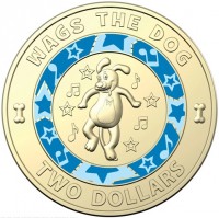 Aluminium Bronze coin Australia KM# 4149 WAGS THE DOG. TWO DOLLARS.