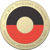 Aluminium Bronze coin Australia KM# 4150 AUSTRALIAN ABORIGINAL FLAG 1971 AUSTRALIAN ABORIGINAL FLAG 2021.