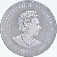 Silver coin Australia ELIZABETH II. AUSTRALIA. JC. 2oz 9999 Ag 2 DOLLARS.