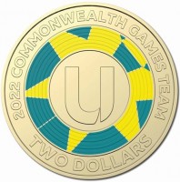 Aluminium Bronze coin Australia KM# 4367 2022 COMMONWEALTH GAMES TEAM. U. TWO DOLLARS.