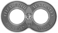ELIZABETH II AUSTRALIA. IRB. 2oz 9999 Ag 2022 2 DOLLARS.