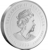 Silver coin Australia ELIZABETH II. AUSTRALIA. JC. 1 1/2oz 9999 Ag 2022 2 DOLLARS.
