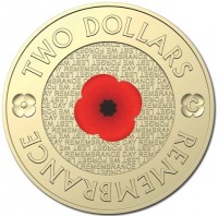TWO DOLLARS. LEST WE FORGET. REMEMBRANCE DAY. REMEMBRANCE.