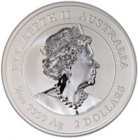 ELIZABETH II. AUSTRALIA. 2oz 9999 Ag 2 DOLLARS. JC.