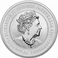 ELIZABETH II 1952-2022. AUSTRALIA 2023. 2oz 9999 Ag 2 DOLLARS. JC.