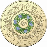 Aluminium Bronze coin Australia Remembrance. AS. TWO DOLLARS.