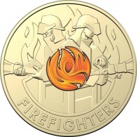 Aluminium Bronze coin Australia AS. FIREFIGHTERS.
