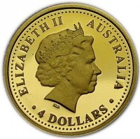 Gold coin Australia ELIZABETH II. AUSTRALIA. 4 DOLLARS. IRB.