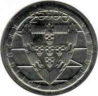 Portugal coin 25 Escudos - Battle of Aljubarrota (1985) obverse obverse of 25 Escudos - Battle of Aljubarrota (1985) coin with KM# 627 from Portugal. Inscription: 25$00 REPUBLICA PORTUGUESA