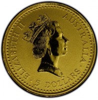 Gold coin Australia KM# 165 ELIZABETH II. AUSTRALIA. RDM. 5 DOLLARS.