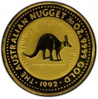 Gold coin Australia KM# 165 THE AUSTRALIAN NUGGET 1/20 OZ. 9999 GOLD. COMMON WALLAROO. 1991.