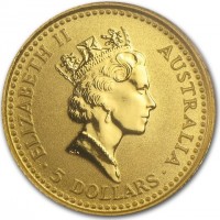 Gold coin Australia KM# 389 ELIZABETH II. AUSTRALIA. RDM. 5 DOLLARS.