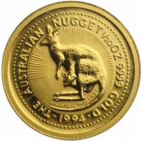 Gold coin Australia KM# 233 THE AUSTRALIAN NUGGET 1/20 OZ. 9999 GOLD. NAILTAILED WALLAROO. 1994.
