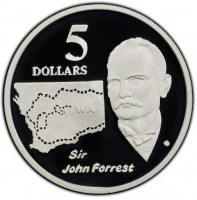 Silver coin Australia KM# 266 5. DOLLARS. WA. Sir. John Forrest. VG.