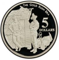 THE GOLD RUSH ERA. 5 DOLLARS.