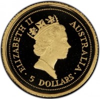 Gold coin Australia KM# 272 ELIZABETH II. AUSTRALIA. RDM. 5 DOLLARS.