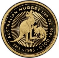 THE AUSTRALIAN NUGGET. 1/20 OZ. 9999 GOLD. P. 1995.