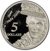Silver coin Australia KM# 330 Dame Nellie Melba. 5. DOLLARS. VG.
