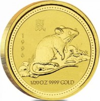 Gold coin Australia KM# 566 鼠. 1996. 1/20 OZ 9999 GOLD.