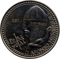reverse of 100 Escudos - Afonso Henriques (1985) coin with KM# 629 from Portugal. Inscription: 1185 D.AFONSO HENRIQUES