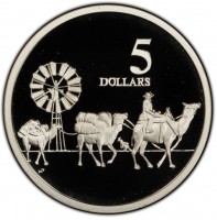 Silver coin Australia KM# 544 5 DOLLARS. WP.
