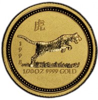 Gold coin Australia KM# 568 虎. 1998. 1/20 OZ 9999 GOLD.