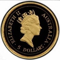 Gold coin Australia ELIZABETH II. AUSTRALIA. RDM. 5 DOLLARS.