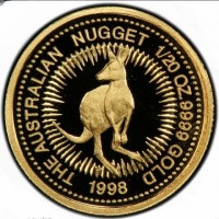 Gold coin Australia THE AUSTRALIAN NUGGET. 1/20 OZ. 9999 GOLD 1998.
