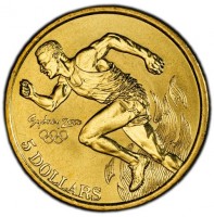 Aluminium Bronze coin Australia KM# 356 5 DOLLARS. Sydney 2000.