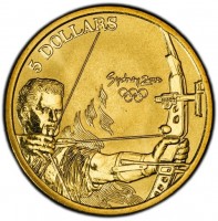 Aluminium Bronze coin Australia KM# 359 5 DOLLARS. Sydney 2000.