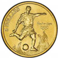 Aluminium Bronze coin Australia KM# 369 5 DOLLARS. Sydney 2000.