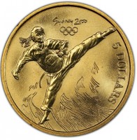 Aluminium Bronze coin Australia KM# 408 Sydney 2000. 5 DOLLARS.