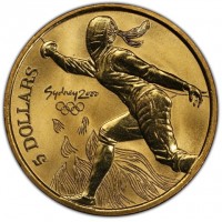 Aluminium Bronze coin Australia KM# 420 5 DOLLARS. Sydney 2000.