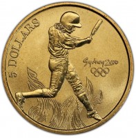 Aluminium Bronze coin Australia KM# 1429 5 DOLLARS. Sydney 2000.