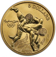 Aluminium Bronze coin Australia KM# 3364 5 DOLLARS. Sydney 2000.