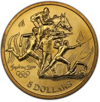 Aluminium Bronze coin Australia KM# 3364 5 DOLLARS. Sydney 2000.