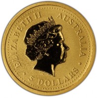 Gold coin Australia KM# 569 ELIZABETH II. AUSTRALIA. RDM. 5 DOLLARS.