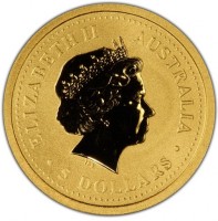 Gold coin Australia KM# 538 ELIZABETH II. AUSTRALIA. RDM. 5 DOLLARS.