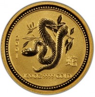 2001. 蛇. 1/20OZ 9999 GOLD.