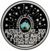 Centenary of Federation. AUSTRALIA 1901-2001. IT'S WHAT WE MAKE IT. IT'S WHAT WE MAKE IT. IT'S WHAT WE MAKE IT.