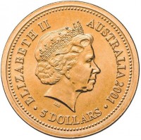 Aluminium Bronze coin Australia KM# 762 ELIZABETH II. AUSTRALIA 2001. IRB. 5 DOLLARS.