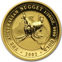 Gold coin Australia KM# 893 THE AUSTRALIAN NUGGET 1/20 OZ. 9999 GOLD. 2001. P. MG.