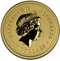 Gold coin Australia KM# 582 ELIZABETH II. AUSTRALIA IRB. 5 DOLLARS.