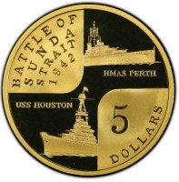 BATTLE OF. SUNDRA. STRAIT. 1942. HMAS PERTH. USS HOUSTON. 5. DOLLARS.